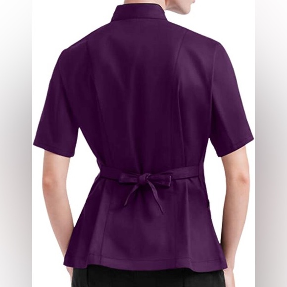 Women’s Tailored Button Down Purple Chef Coat with Black Piping. NWOT. - Picture 2 of 8